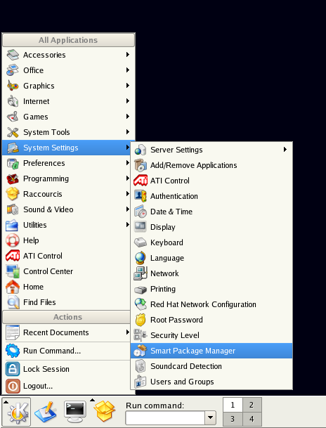 Shortcut in the menu