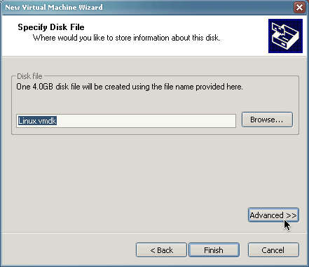 Specify filename of virtual disk