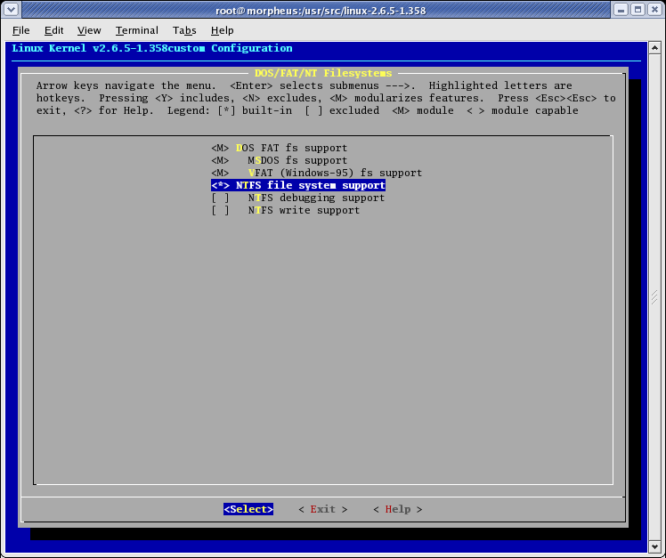 compile ntfs support as a module in the kernel